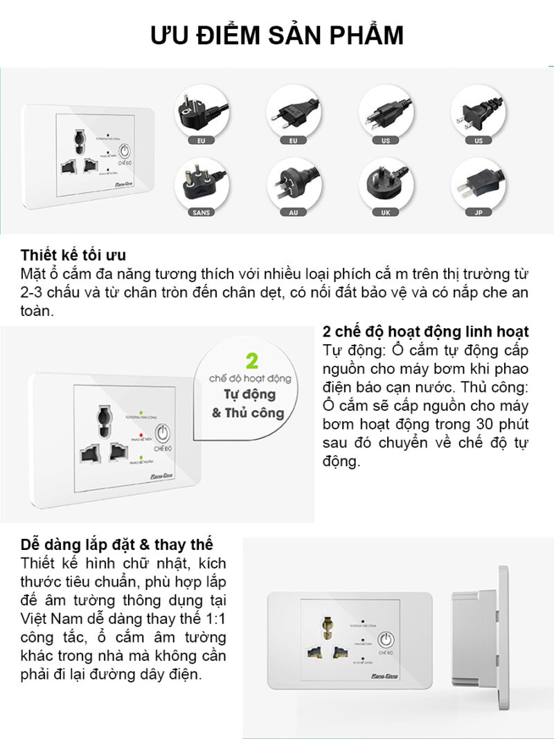 Ổ cắm máy bơm an toàn